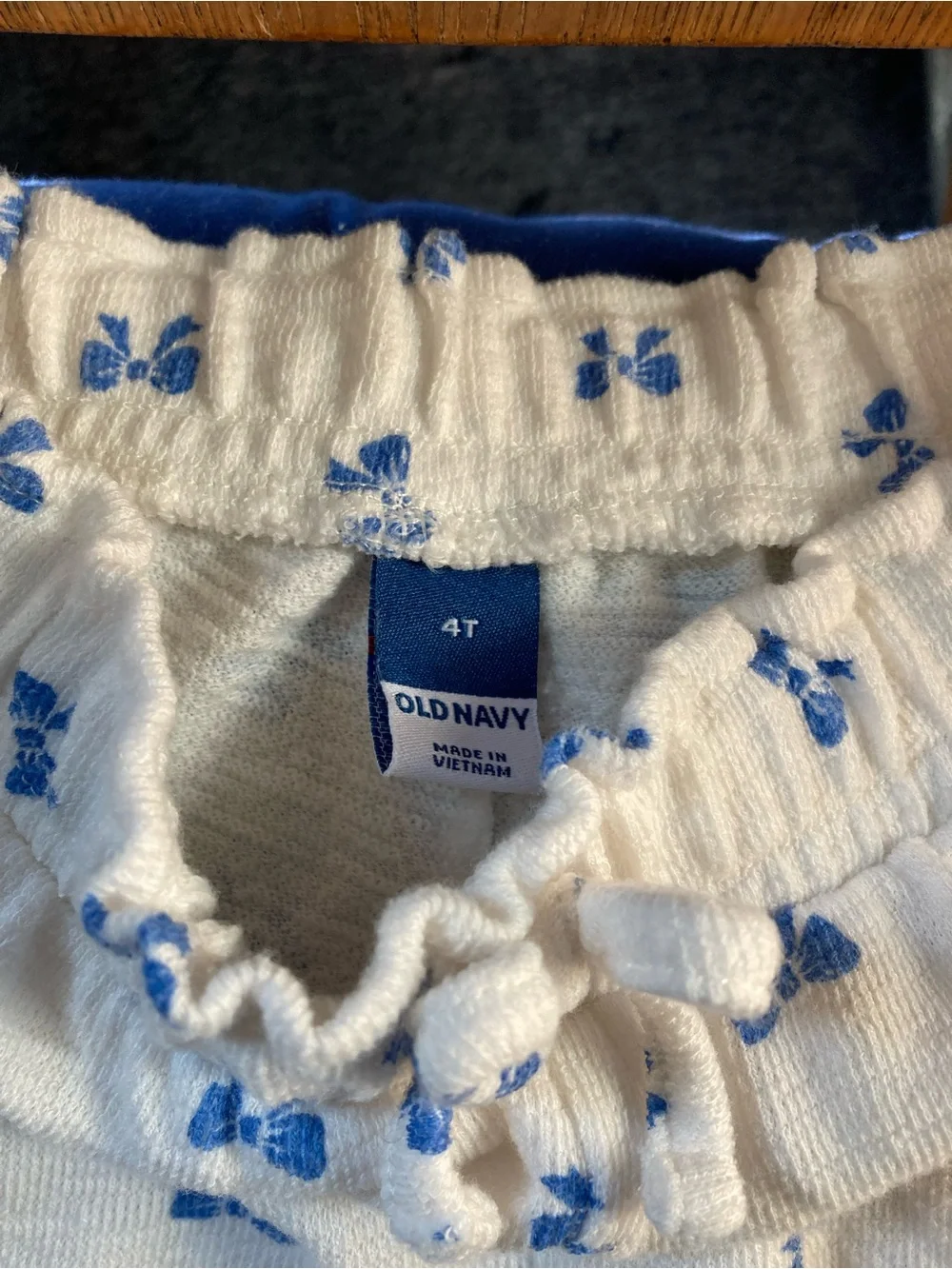Old Navy White Toddler Lounge Pants with Blue Bow Print